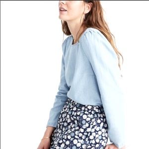 Chambray Madewell blouse with bow detail
